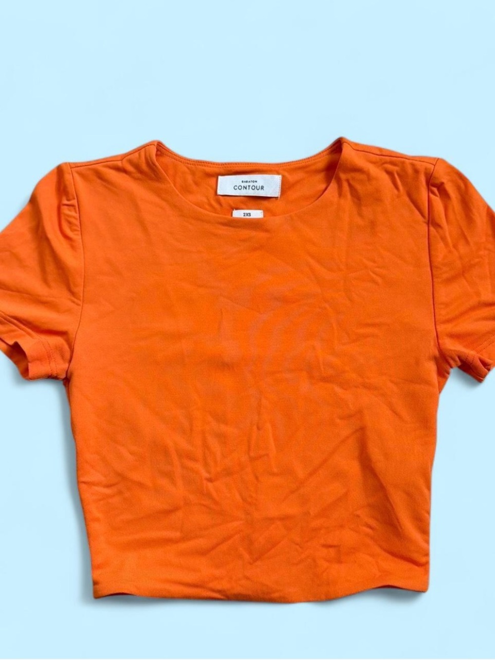 Aritzia Babaton Orange Contour Cropped Shirt Size 2XS Like New